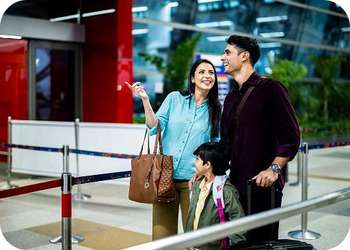 Passengers entering terminal
