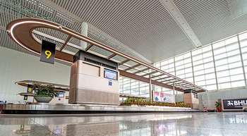 Airport terminal interior with modern infrastructure