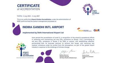 Airport Carbon Accreditation certificate for IGIA