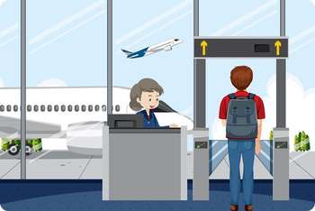 Illustration of airport security screening